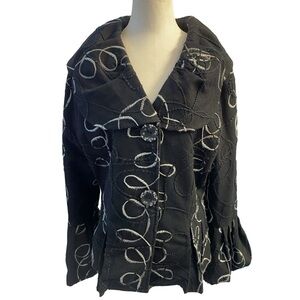 Melanie Lyne Vintage Wool Blend Jacket With A Black Grey Swirl Print Size Xl